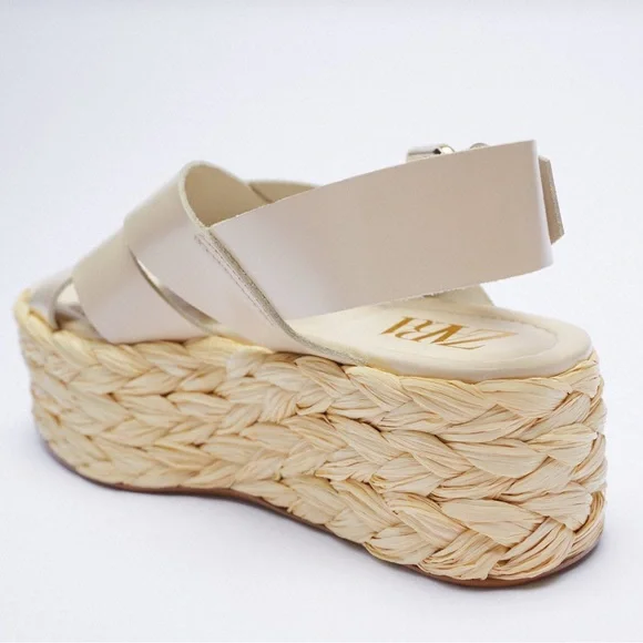 Zara woven leather chunky leather platform sandals - Picture 5 of 6